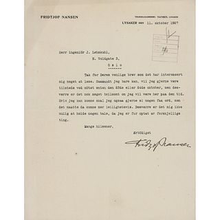 Fridtjof Nansen Typed Letter Signed