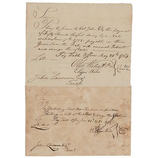 Oliver Wolcott Jr. and Jedediah Huntington (2) Documents Signed