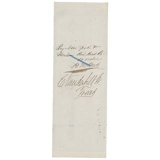Cornelius Vanderbilt II Signed Check