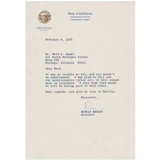 Ronald Reagan Typed Letter Signed