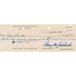 Barry Goldwater Signed Check