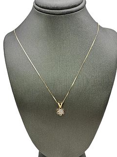 14K Gold 16" Necklace w/ 14K Diamond Pendant
