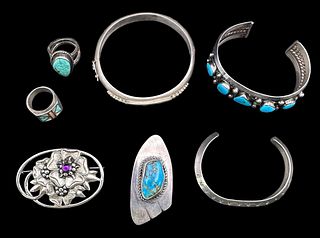 Lot Of Sterling & Silver Turquoise Jewelry