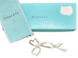 Tiffany & Co Sterling Bow Brooch w/ Box & Pouch
