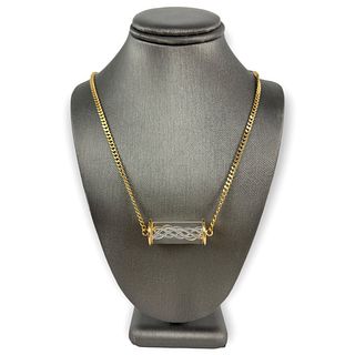 Steuben Air Twist 14K Gold & Crystal 18" Necklace