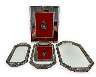 Tunisian Silver Mirrored Nesting Trays &