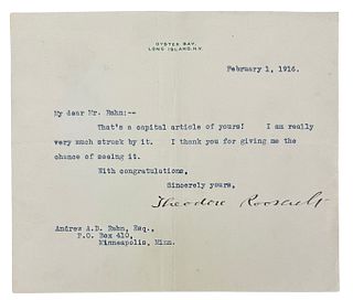 Theodore Roosevelt Autographed Letter