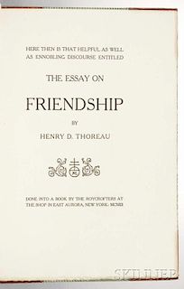 Thoreau, Henry David (1817-1862) The Essay on Friendship.
