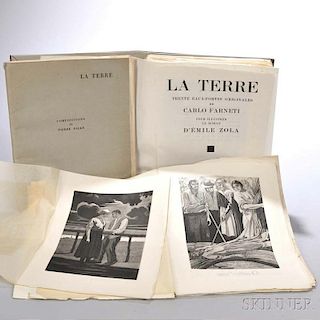 Zola, Emile (1840-1902) La Terre, Trente Eaux-Fortes Originale de Carlo Farneti.