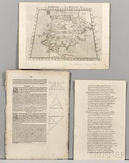 Incunabula Leaves and Ptolemy Map.
