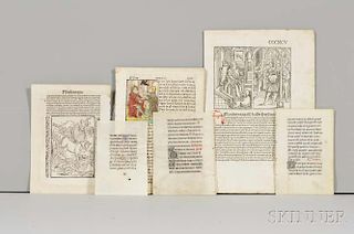 Leaves of Early Printed Books and Books of Hours.
