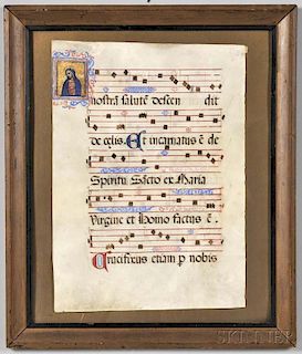 Manuscript Leaf on Parchment, Music.
