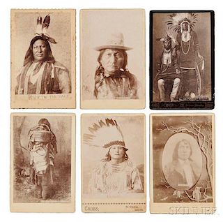 Native American Indians, Six 19th Century Cabinet Cards.