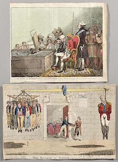 Satirical Cartoons, British Caricatures, Two by Fores and Gillray.