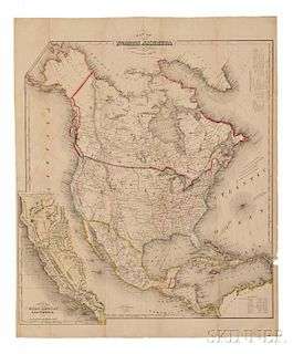 North America, California, Texas, Gold Rush. John Calvin Smith (fl. circa 1829-1855) Map of North America.
