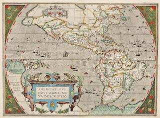 North and South America. Abraham Ortelius (1527-1598) Americae Sive Novi Orbis Nova Descriptio.