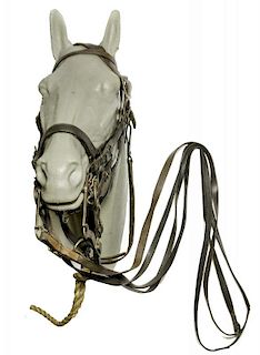 US WWI Bridle and Model 1909 Bit with Plastic Horse Head Mount