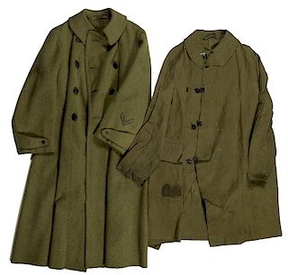 US WWI Model 1907 Mounted Raincoat and Issue Overcoat