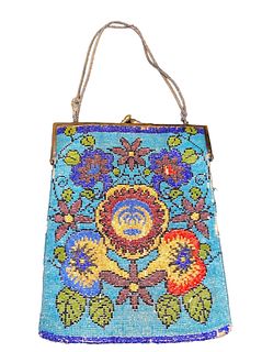 1920's Beaded Floral Flapper Purse