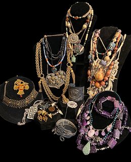 Large Collection Some Sterling Silver, Amethyst, Amber, Gemstone, Southwestern Costume Jewelry 