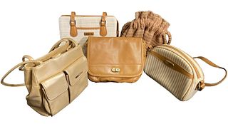Collection Five Vintage Women's Beige Leather Handbags