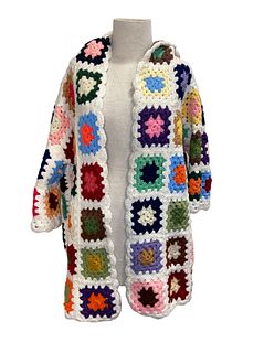 Vintage Crochet Granny Square Sweater