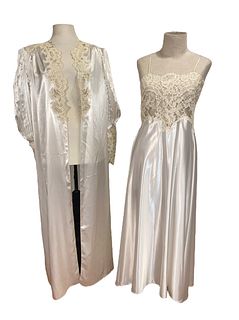 Gorgeous Vintage DIANE SAMANDI Lace Bridal Nightgown & Robe Set