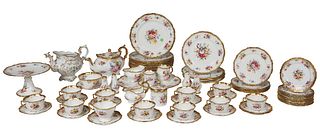 Seventy-One Piece Bone China Dinner Set by Hammersley, 20th c., in the "Lady Patricia" pattern, with gilt borders and floral decoration, signed F. How