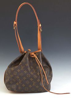 Louis Vuitton Noe PM Shoulder Bag, in a brown monogram coated canvas, with vachetta leather and golden brass hardware, with a brown canvas interior, H