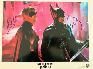 Batman & Robin Chris O'Donnell and George Clooney signed lobby card