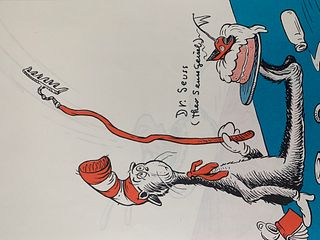 Dr. Seuss signed double book page- Rare