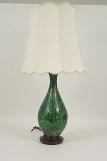 Mid 20th C. Blue Green Glaze Ceramic Table Lamp.