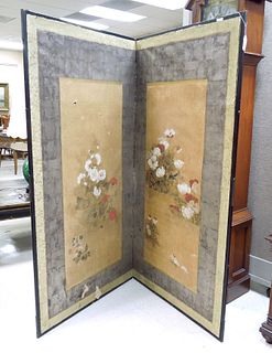 Oriental 2-Panel Screen on Paper, 19th / 20th C.