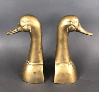 A Pair of Brass Duck Bookends