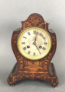Eduardian Mahogany Inlaid Mantle Clock