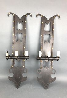 A Pair of Gothic Wrought Iron Sconces