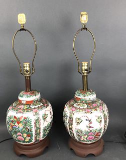 A Pair of Rose Medallion Lamps