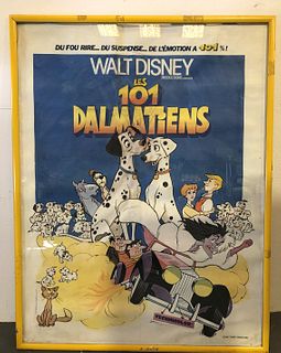 Framed  French Poster of 101 Dalmations.
