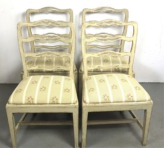 A Set of 4 Painted Wooden Back Side Chairs