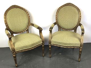 A Pair of Louis XVL Giltwood Fauteuil