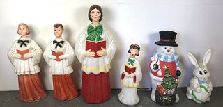 Vintage Outdoor Lighted Christmas Plastic Statues