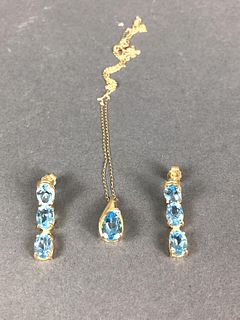 14K Gold and Topaz Pendant and Chain