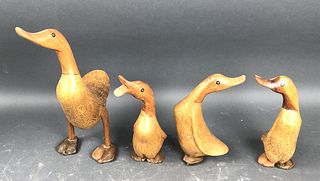Group of 4 Wooden Ducks Signed DCUK