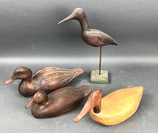 3 Carved Wood Ducks