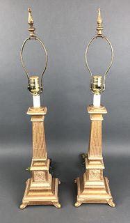 Pair of Gilt Tone Metal Lamps