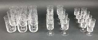 Set of German Etched Glasses
