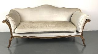 Continental Style Upholstered Camelback Settee