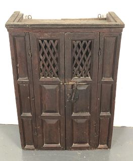 19th C. Stained Wood Hanging Cabinet