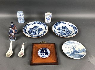 Group of Blue & White Porcelain & Other Articles