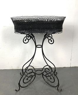 Wrought Iron and Wire Plant Stand